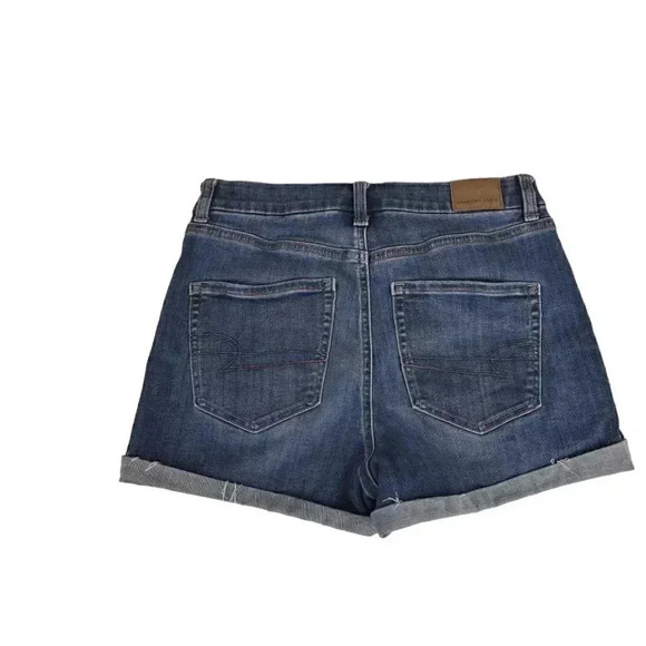 American Eagle  Curvy Hi-Rise Shortie Jean Shorts Blue Denim Size 4 - Picture 3 of 9